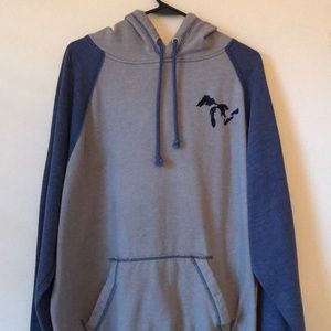 Blue and Dark Grey Michigan Hoodie, XL.